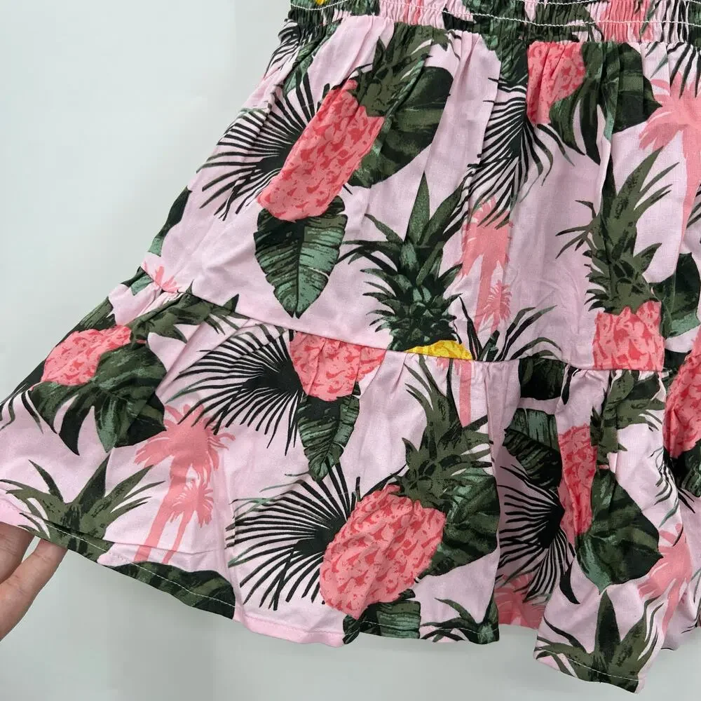 NWT The Children’s Place 2T Pink Gold Floral Pineapple Mommy and Me Dress Hawaii - Picture 4 of 8